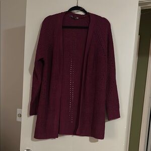 Women's Burgundy Open-Front Sweater